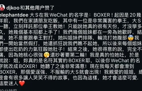 小S发文怀念姐姐，晒大S练拳旧照，自曝与大S都用内地微信