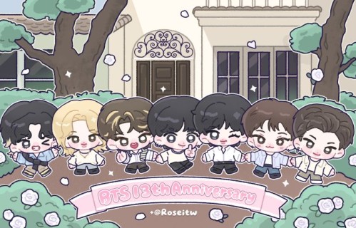 粉丝为庆祝BTS十三周年创作了哪些类型的手绘和线下应援海报？|防弹少年团|花样年华|釜山|演唱会|挂画