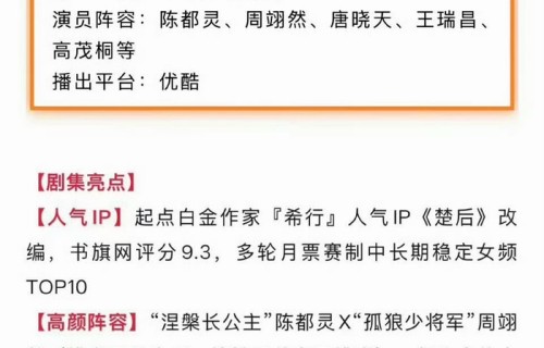 陈都灵周翊然新剧《翘楚》招商启动，暂定6月播出